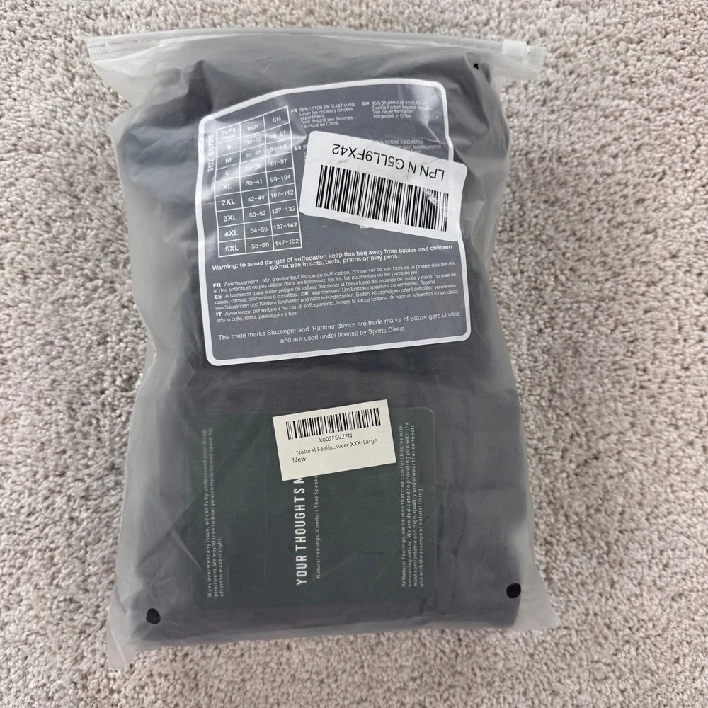 Natural Feelings Mens Boxer Briefs 5 Pack Black Grey Cotton‎ Stretch 3XL